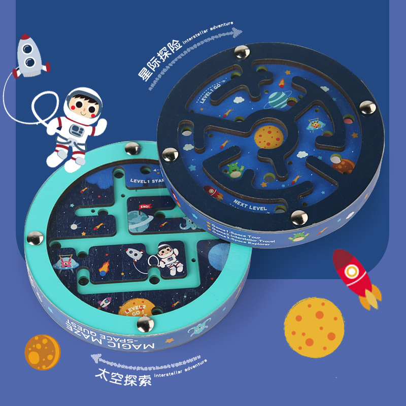 Laberinto de bolas de equilibrio de doble cara para niños paciencia educativa entrenamiento de concentración divertido juego de pelota juguetes de madera