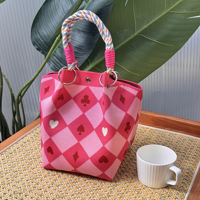 ニットハンドバッグ、ニッチデザインバケットバッグ、トートバッグ、ハンドバッグ、カジュアルで多用途なショルダーバッグ、ニットポータブルバッグ