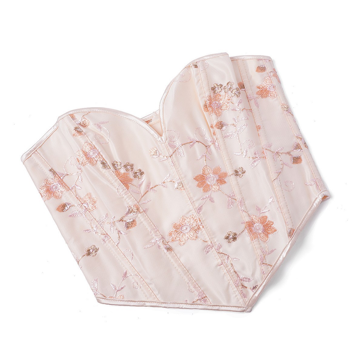 Albaricoque bordado patrón corsé damas blindaje soporte de pecho cinturón corte hueso de pescado vestido de cuerpo exterior