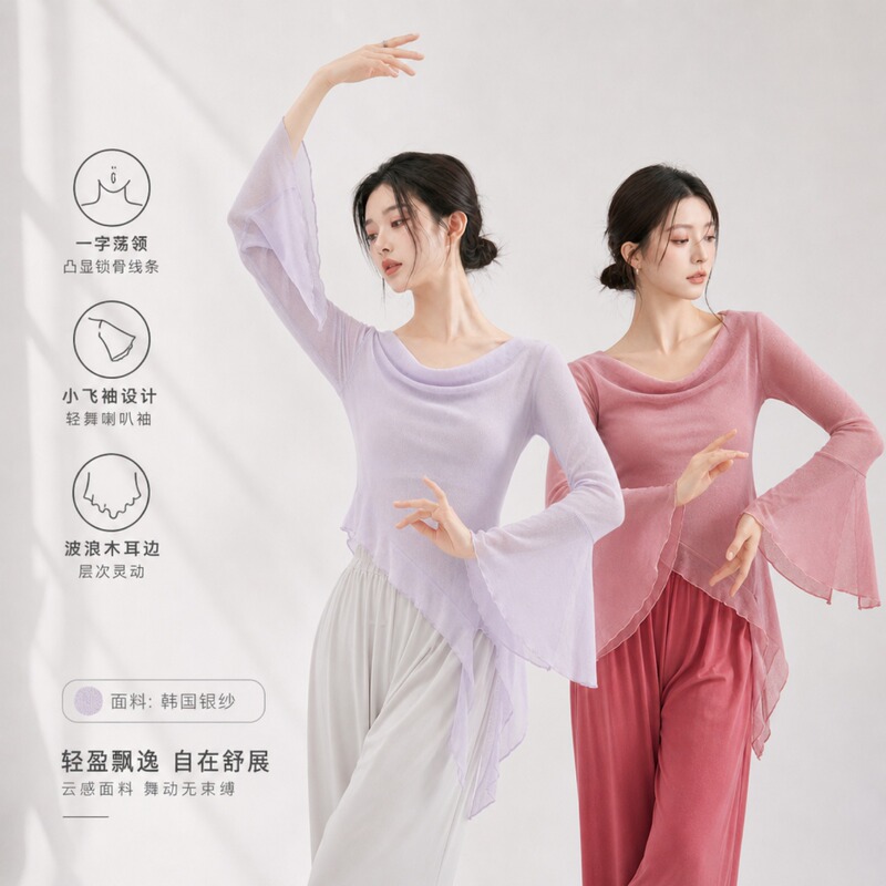 Dancewear Slimming Butterfly Top Chinese Modern Dance Practice Outfit Flying Sleeve Gauze Dress Classical Dance Gauze Dress Dancewear Slimming Butterfly Top Chinese Modern Dance Practice Outfit Flying Sleeve Gauze Dress Classical Dance Gauze Dress