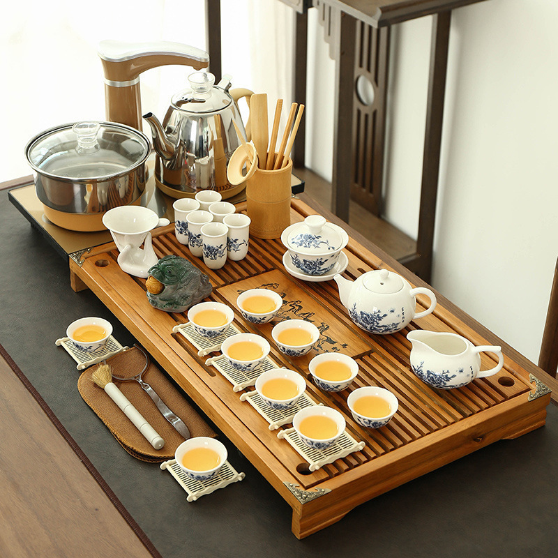 茶器セット家庭用全自動セット工夫茶杯紫砂茶道オフィス一体茶台実木茶盤|undefined
