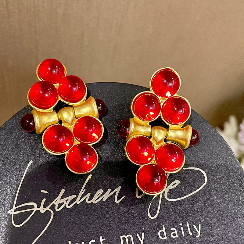 2301024 (1) 法国中古回流vintage红色琉璃重