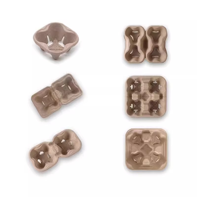 外卖固定纸托奶茶咖啡饮料一次性纸浆单双四杯托外卖打包纸杯托