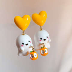 玖言オリジナルかわいいカボチャ立体幽霊ハロウィーンイヤリングクロスボーダー新商品創意祭りピアスアクセサリーIN