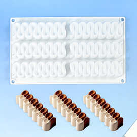 6连奶油条造型法式西点硅胶模具 长条慕斯蛋糕烘焙模具毛毛虫模具