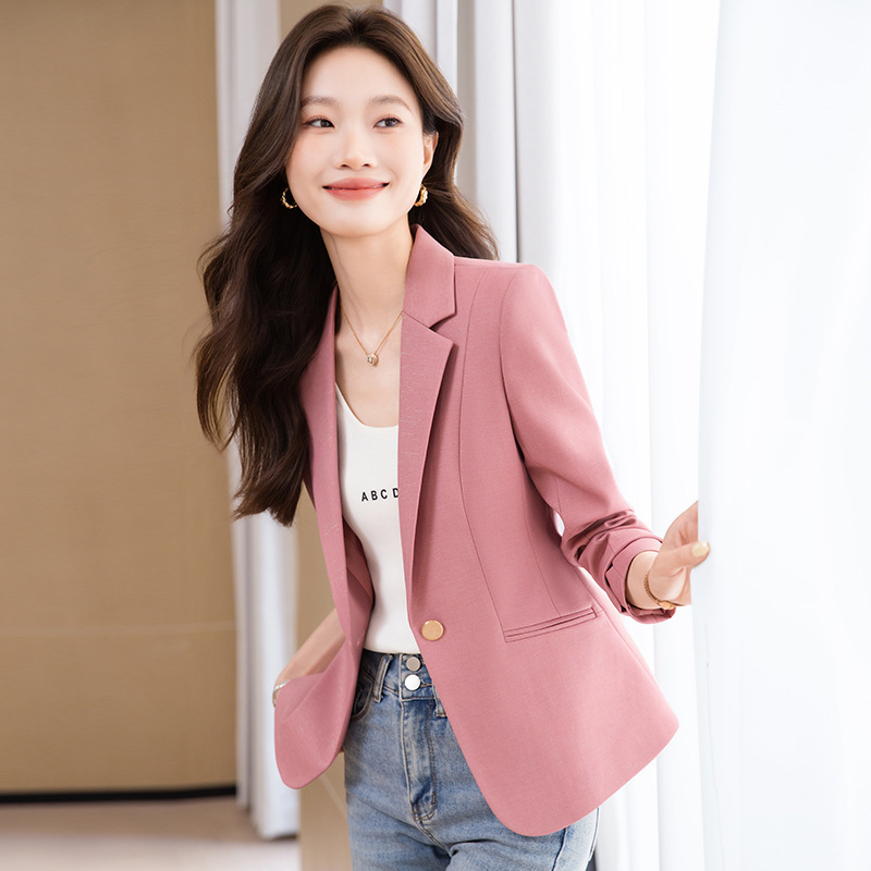 粉色西装女2025新款时尚长袖小西装高级感显瘦休闲西服职业正装|undefined