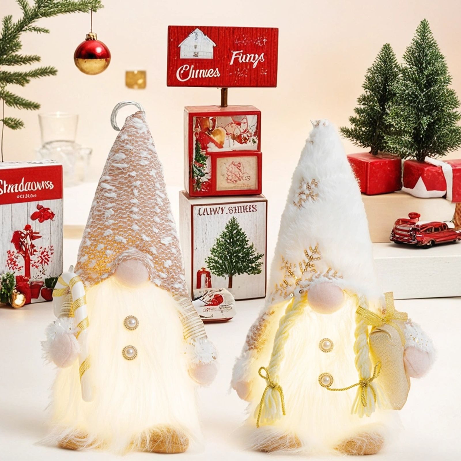 Navidad transfronteriza de peluche sin cara muñeca decoración con luces luminosas muñecas Rudolph decoración de ventanas
