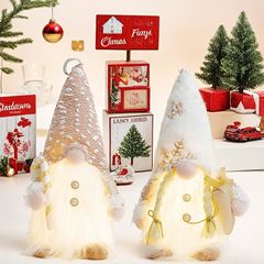 Cross-border Christmas glitter plush faceless doll decoration supplies with lights, glowing Rudolph figurine, window display decoration