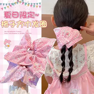 美乐蒂儿童大肠发圈卡通格纹女童丸子头发绳女孩宝宝皮筋头绳发饰