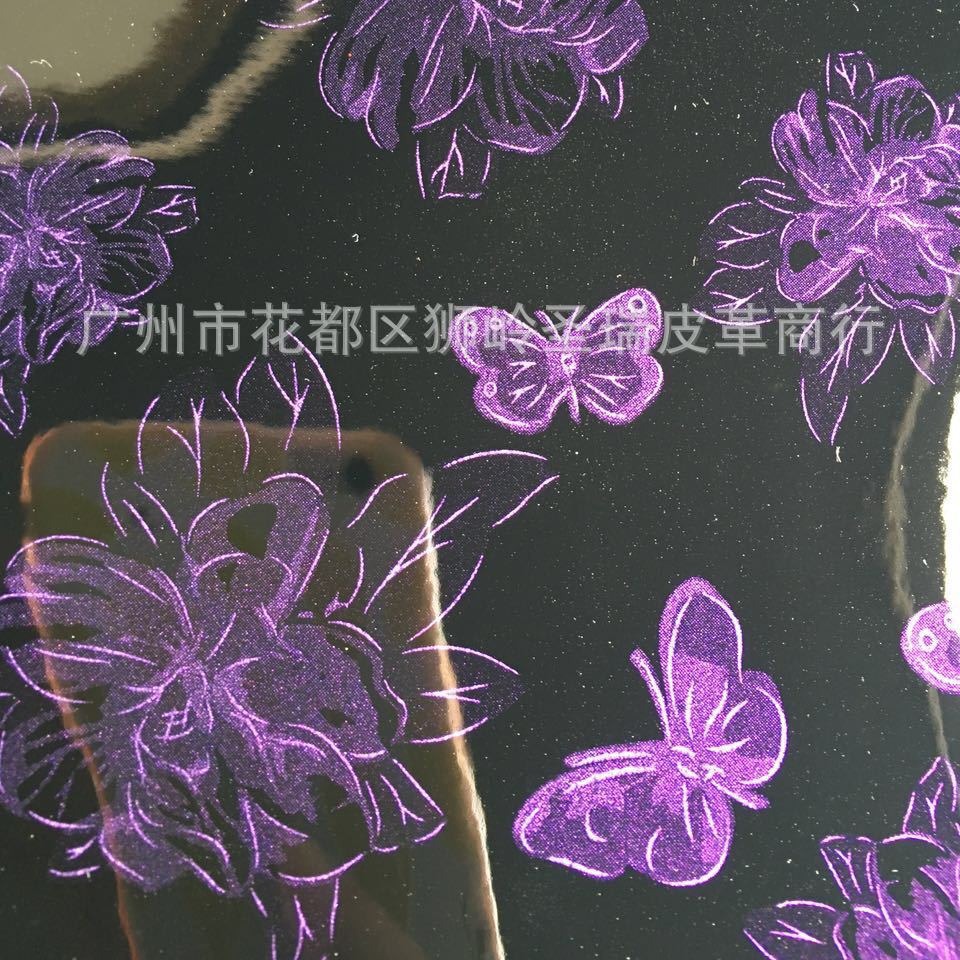 厂家直销 江苏镜面花朵箱包皮革 镜面蝴蝶SR-4009大量现货