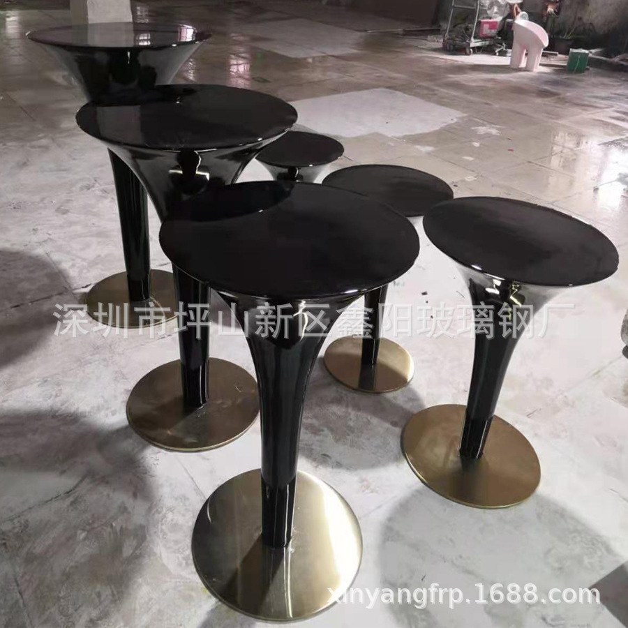 FRP tea table Mushroom tea table hotel club Sales department FRP combination Front Tables and chairs customized