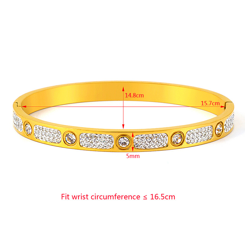 Élégant De Base Géométrique Acier Inoxydable Incruster Zircon Bracelet display picture 5