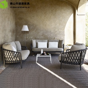 Outdoor Sofa Courtyard Rattan Chair Terrace Leisure Furniture Balcony Sun Protection Waterproof Outdoor Nordic Rattan Sofa Combination