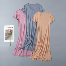 重磅针织真丝长款睡裙 舒适圆领简约百搭桑蚕丝宽松清凉打底衬裙