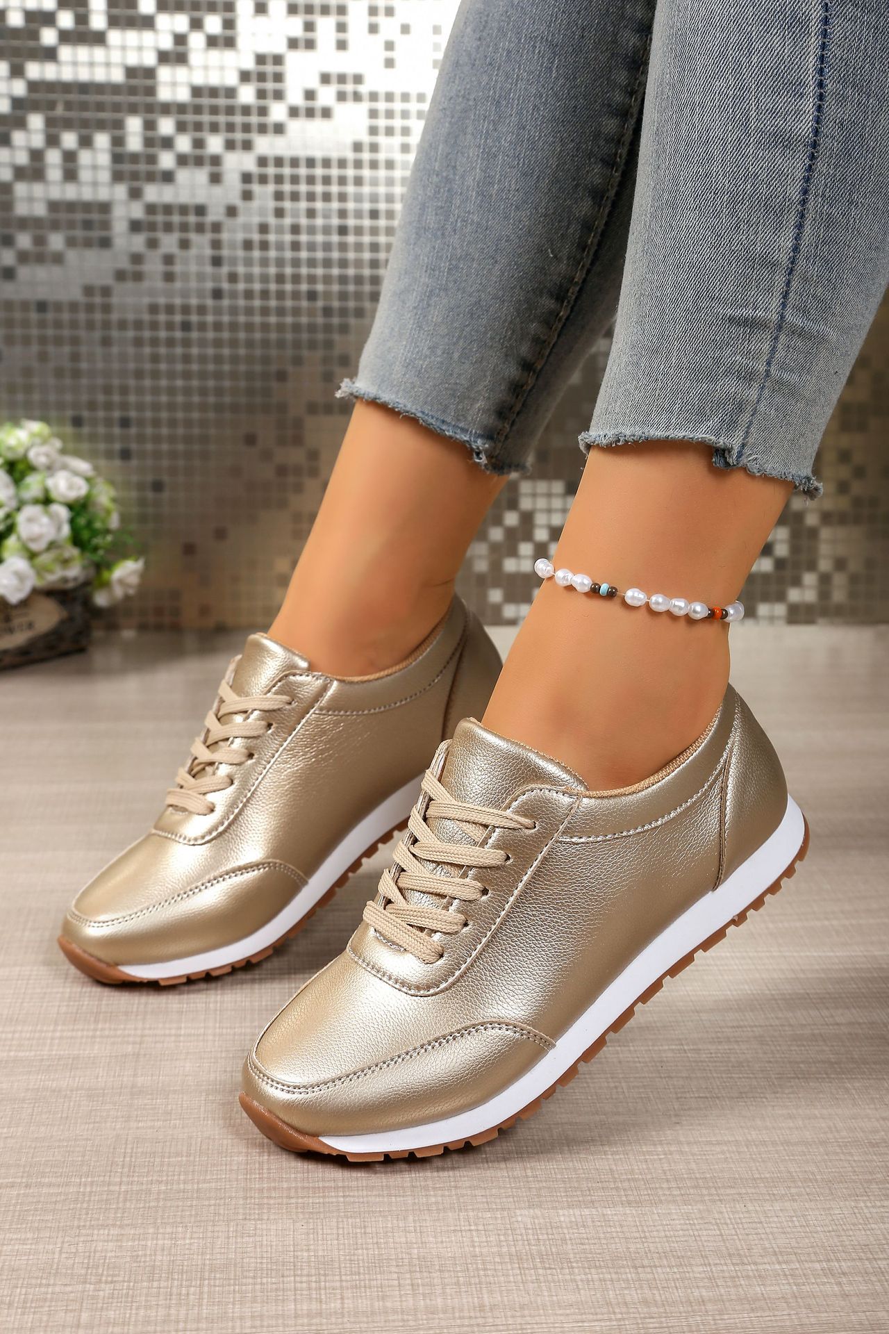 Women's Plus Size Comfortable Round Toe Lace-Up Thick Sole Sports Shoes Casual Running Shoe Summer_vogvips.com