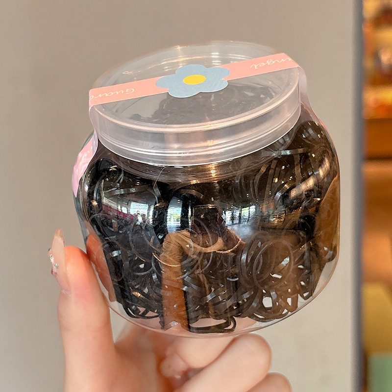 Banda de goma desechable negra para mujer no daña el cabello, lazo para el cabello, cuerda para el cabello alta elástica y duradera, cuerda para la cabeza para adultos, funda de cuero, accesorios para el cabello