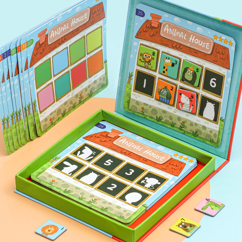 Animal casa juego magnético rompecabezas juguetes de educación temprana color cognitivo desbloquear entrada familia juego interactivo entre padres e hijos