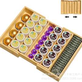 跨境咖啡架抽屉收纳竹制 架咖啡胶囊收纳盒茶袋糖包胶囊展示架
