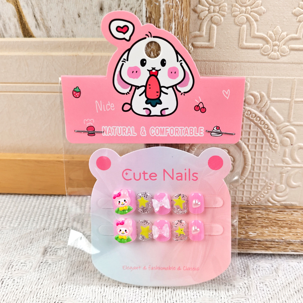 Venta directa de fábrica pegatinas de uñas para niñas dibujos animados para niños tabletas de uñas para niñas 10 parches de uñas lindas