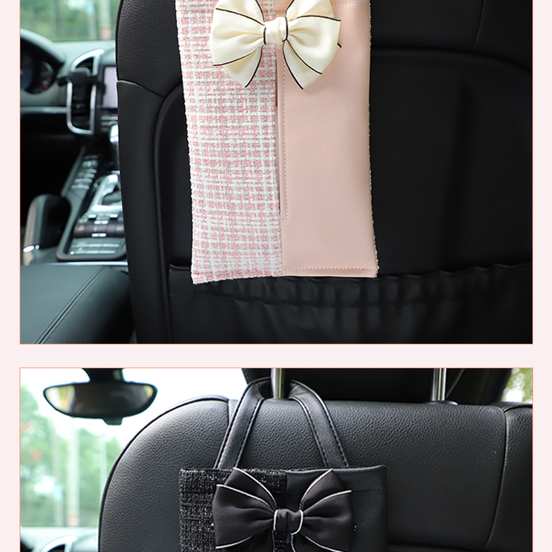 Car Tissue Box Light Luxury Fragrance Seat Back-Mounted Tissue Bag Fashion Goddess Car Tissue Storage Box