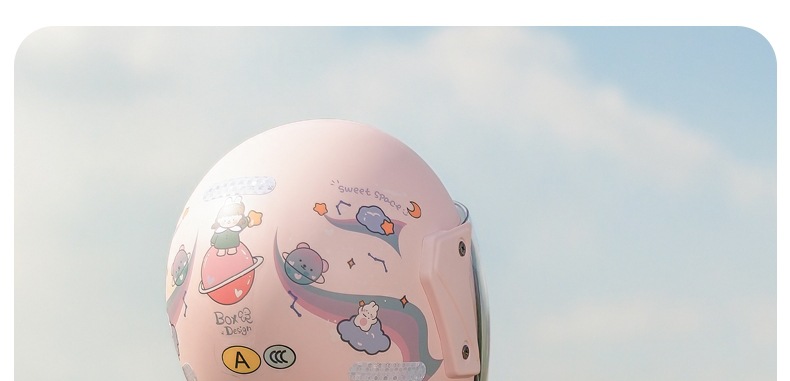 3C certified electric motorcycle helmet for men and women, cute and warm, suitable for autumn and winter, half-face safety helmet, all-season adult cartoon helmet