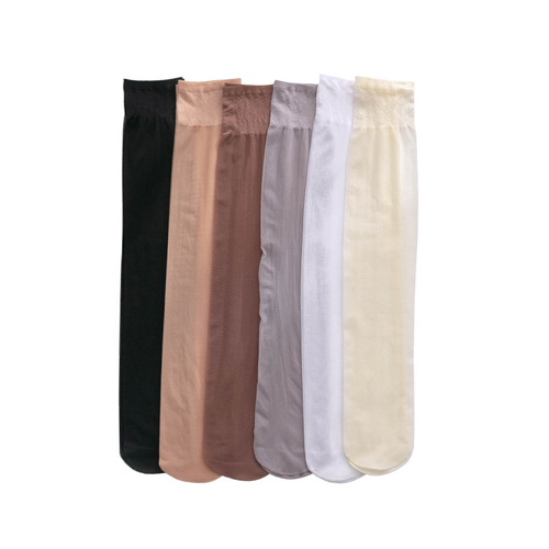 Summer thin stockings core-spun silk women's solid color mid-calf socks jk college style calf socks black stockings