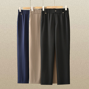 Spring and Autumn Western-style Mother's Pants Middle-aged Women's Straight High Waist Elder's Loose Waist Casual Trousers Plus Size