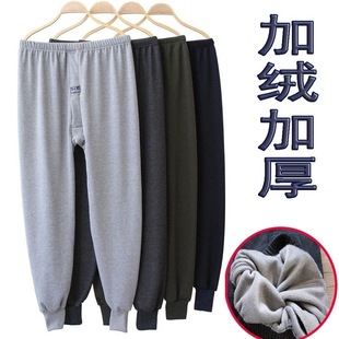 fleece-lined Men's Long Autumn Pants Middle-aged and Elderly Loose plus size fleece-lined Pants Stall Running Volume Men's Velvet Warm Pants