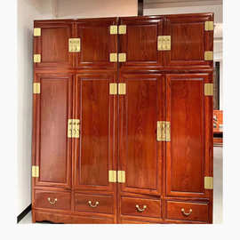 刺猬紫檀红木顶箱柜加厚独板衣柜红木大衣柜收纳素面实木衣柜