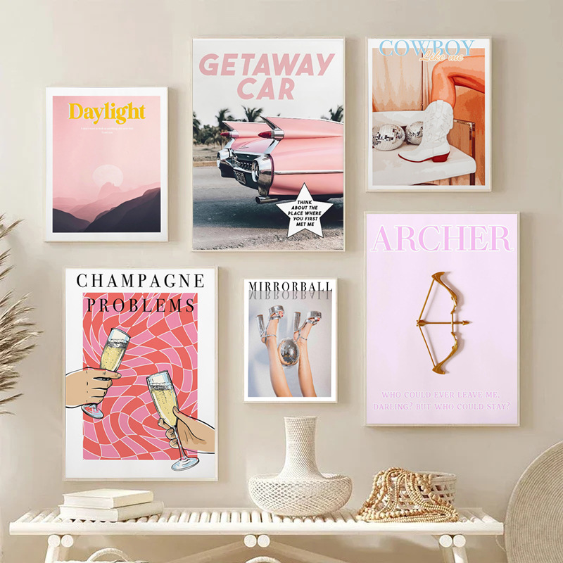 时髦风甜妹系海报画芯装饰画现代客厅墙壁挂画一件代发高清帆布画