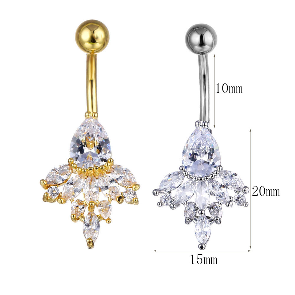 Piercing nombril avec incrustation florale et zirconia_voghion.com