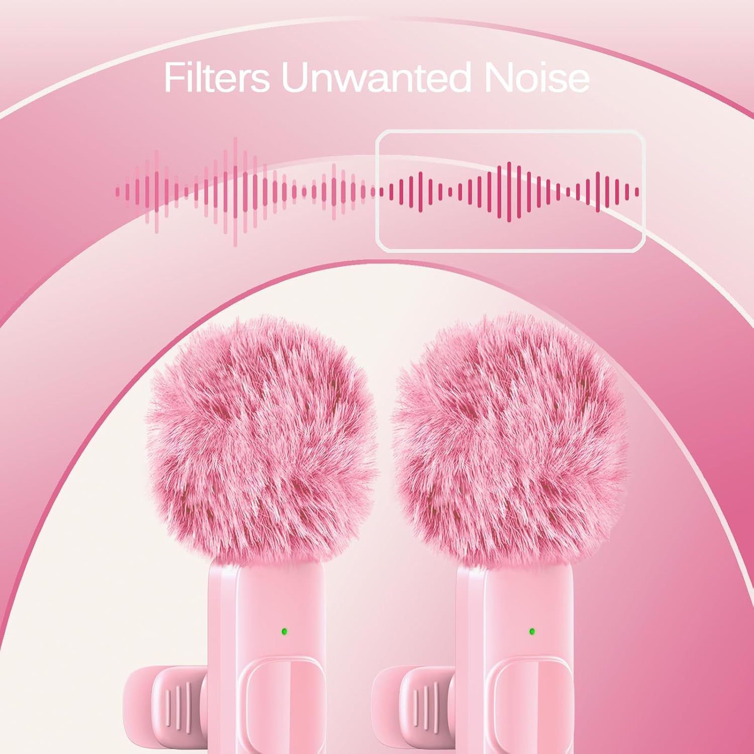 K1 wireless lavalier microphone, pink, noise reduction and reverb