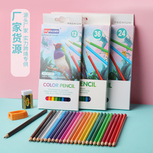 跨境新款彩鉛白楊木3角桿彩鉛兒童彩色鉛筆套裝油性彩鉛廠家批發