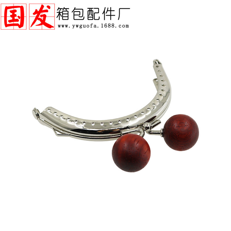 Una sola oreja de 8,5 cm semicircular cuentas de madera brillante oro 20MM cabeza de caramelo de cuentas de madera [plateada] accesorios de bolsa de oro