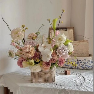 Wholesale Imitation Rattan Flower Baskets, Pastoral Creative Rattan Woven Floral Arrangement Baskets, Manufacturer's New Handmade Woven Rattan Baskets