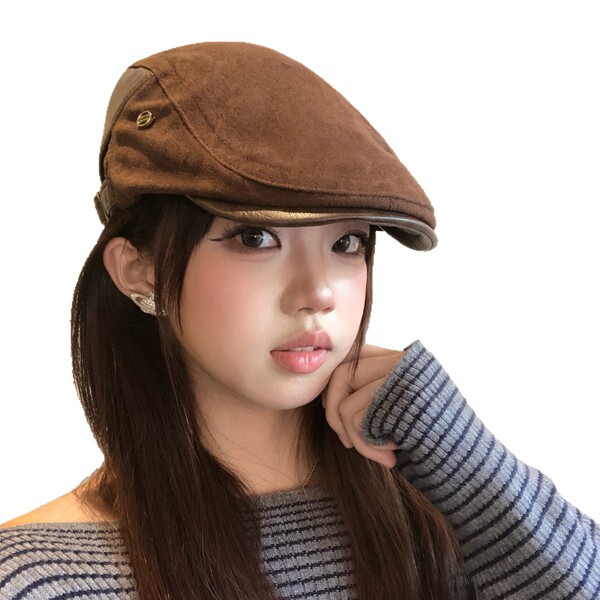 Demi-season velvet retro hat