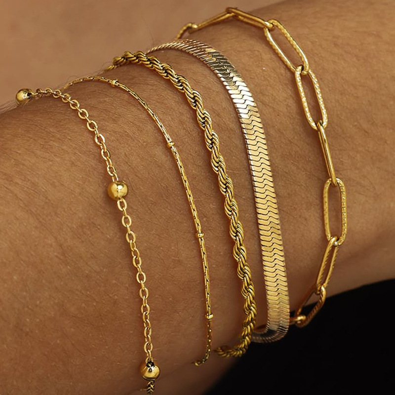 European and American Amazon New Cross-border Elegant Classic Stackable Gold Chain Bracelet Layered Link Bright Eyes Simple Hand Jewelry European and American Amazon New Cross-border Elegant Classic Stackable Gold Chain Bracelet Layered Link Bright Eyes Simple Hand Jewelry
