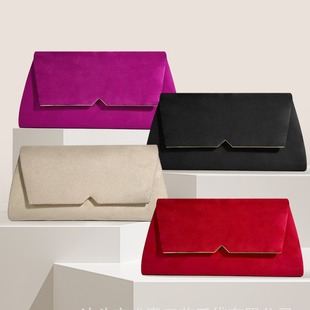 Ready-Made Dinner Bag, European and American Simple Women's Bag, Fashion Clutch Bag, Wedding Banquet Bag, High-End Velvet Dress Square Bag