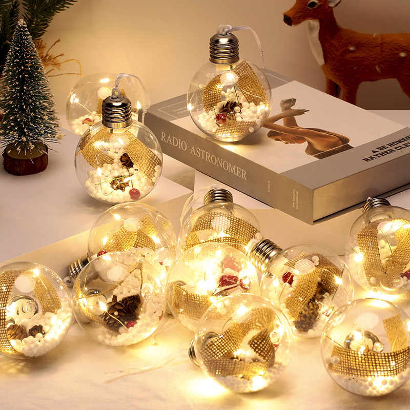 Cruz-frontera exclusiva bola transparente de navidad PET bola de navidad 6cm-8cm luces de colores bola de navidad decoraciones de navidad colgante