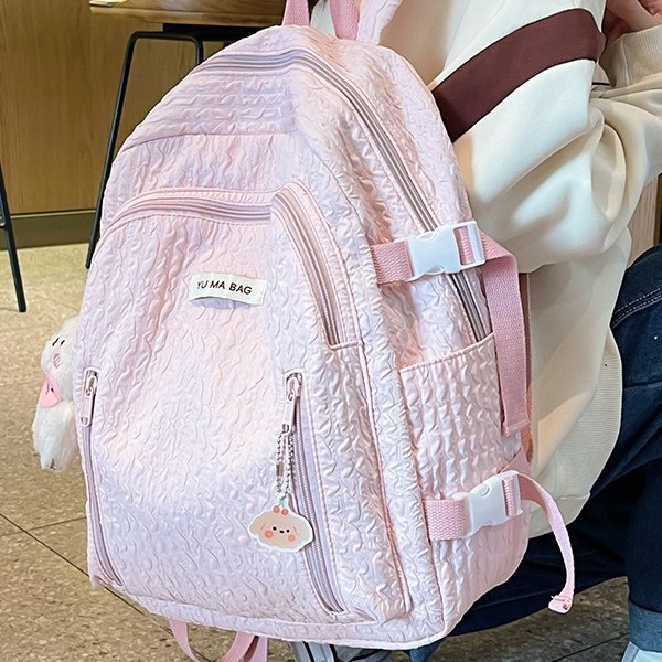 Großzügiger Rucksack mit Buchstabenanhänger für Grund-, Mittel- und Oberschule sowie für Studenten, Großhandel, frisches Design, doppelt_voghion.com