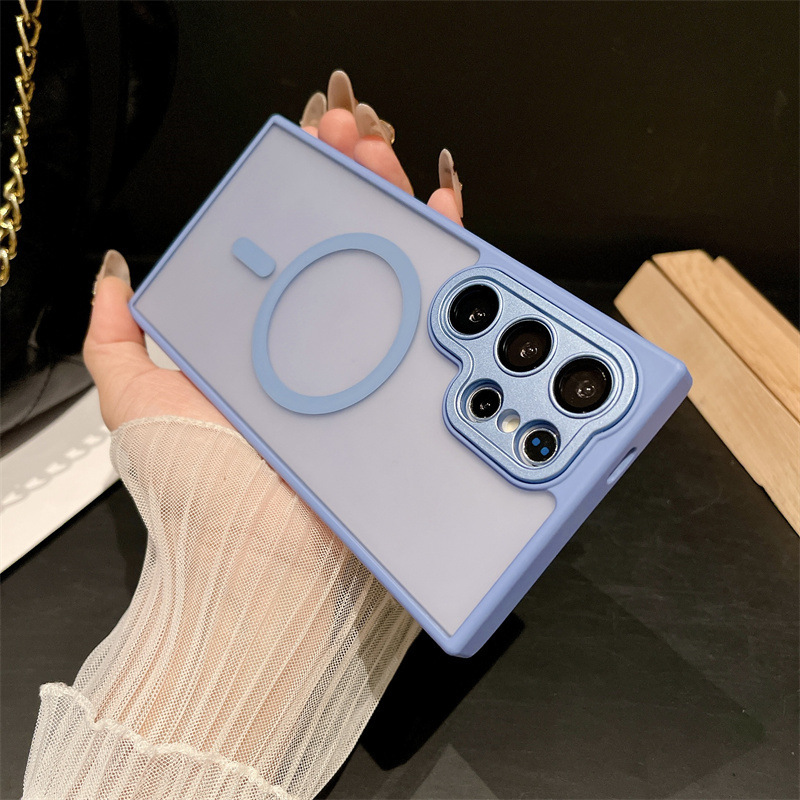 Samsung S25ultra つや消し肌感触磁気電話ケース S24plus オールインクルーシブレンズフィルム保護カバー S23 に適しています。|undefined