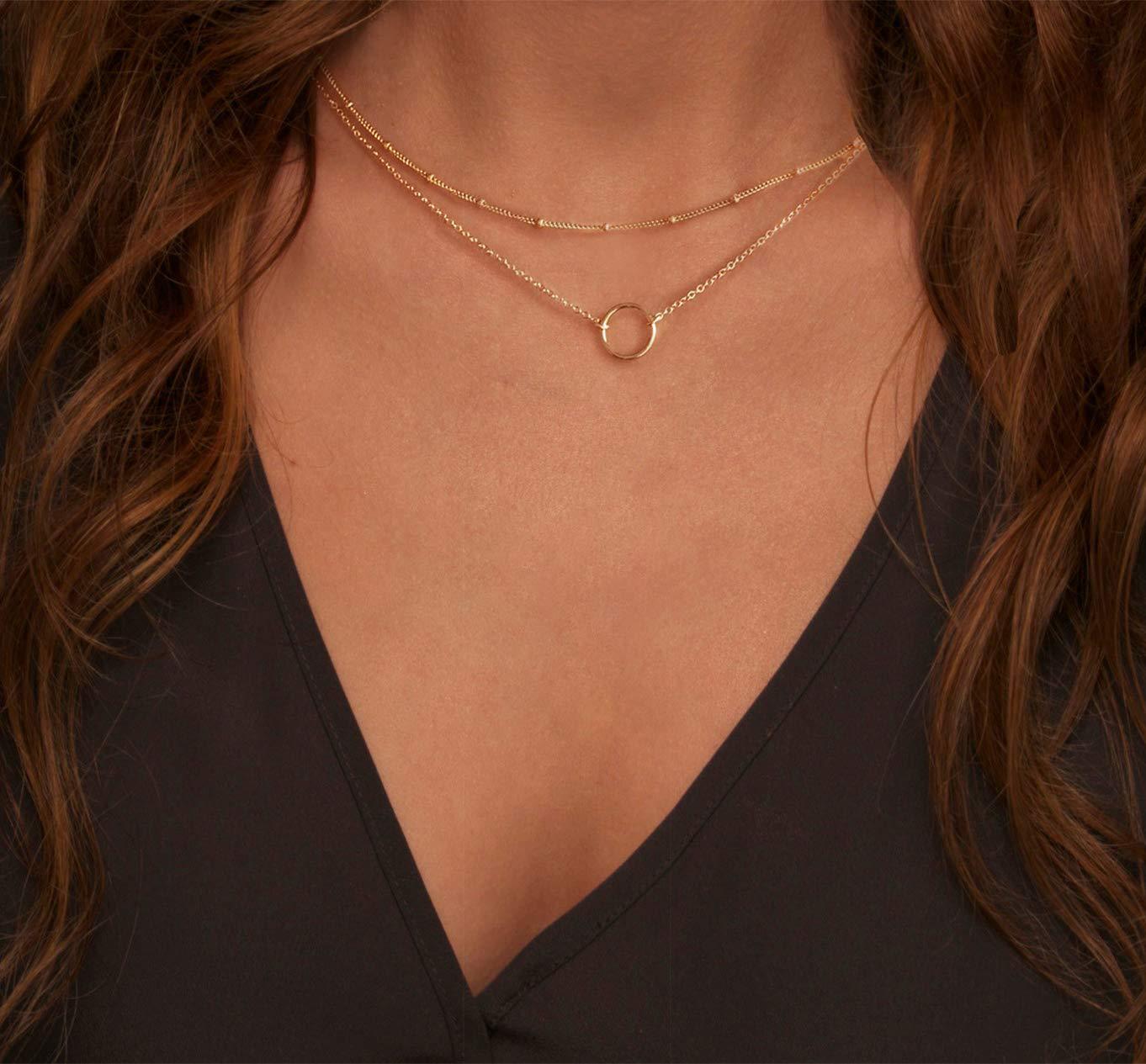 7g Weight Layered Necklaces Classification Daily Occasion Stainless Steel, Titanium Steel Material Circle Pattern Women'S Gender Plating Design Simple Style Style Simple Style Circle Stainless Steel Titanium Steel Plating Layered Necklaces 13