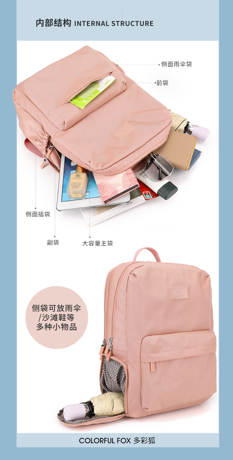 Colorful Fox Women's large-capacity Backpack, Casual multi-layer travel backpack, Business commuting computer backpack undefined