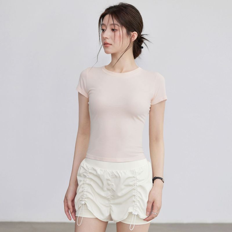 2025运动短袖女2025夏季新款透气健身衣跑步训练瑜伽上衣女t恤|undefined