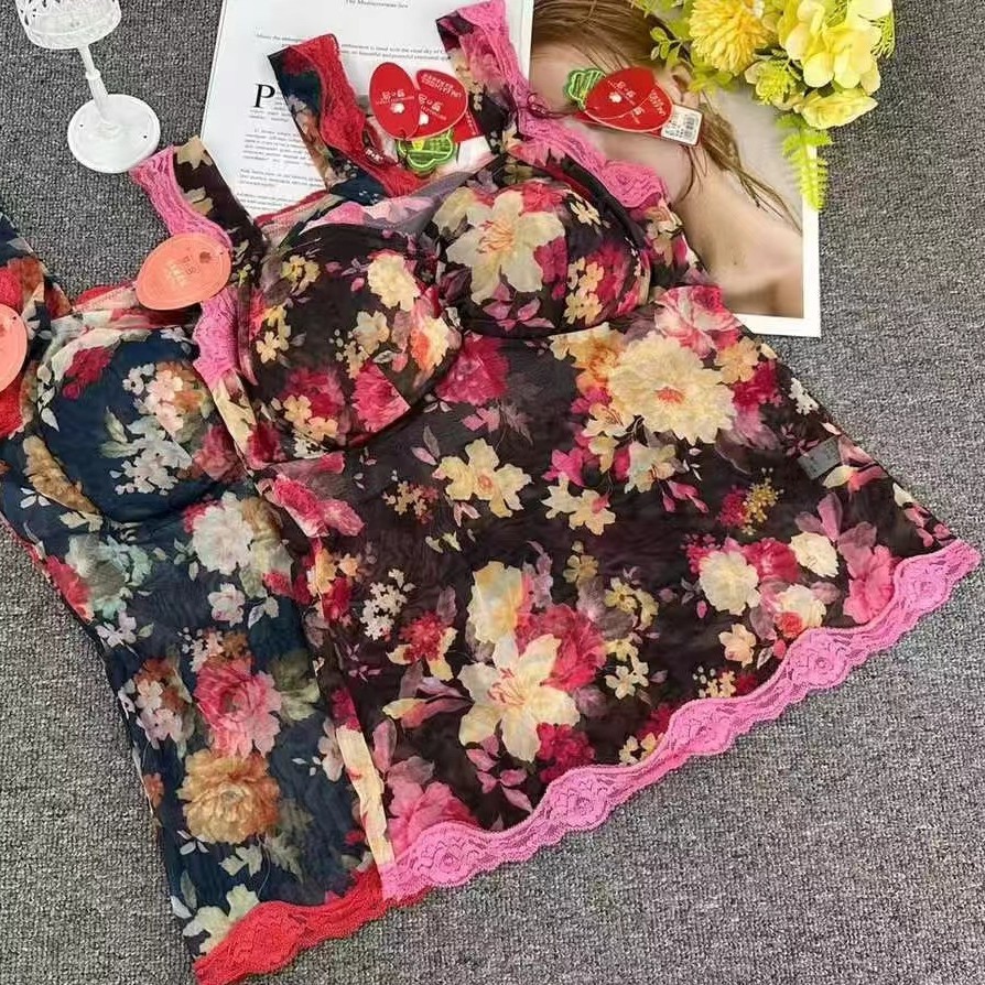 Nuevo encaje de alta calidad, chaleco de mujer sin anillo de acero, sujetador cómodo, ropa interior deportiva para dormir, mujer al por mayor.