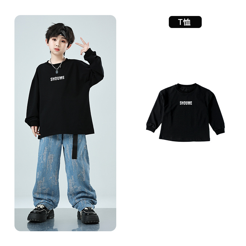 子供の街のダンスの公演服の男女の子供のカウボーイのスーツのジャズのダンスのhiphopの舞台のショーのファッションの服の長袖