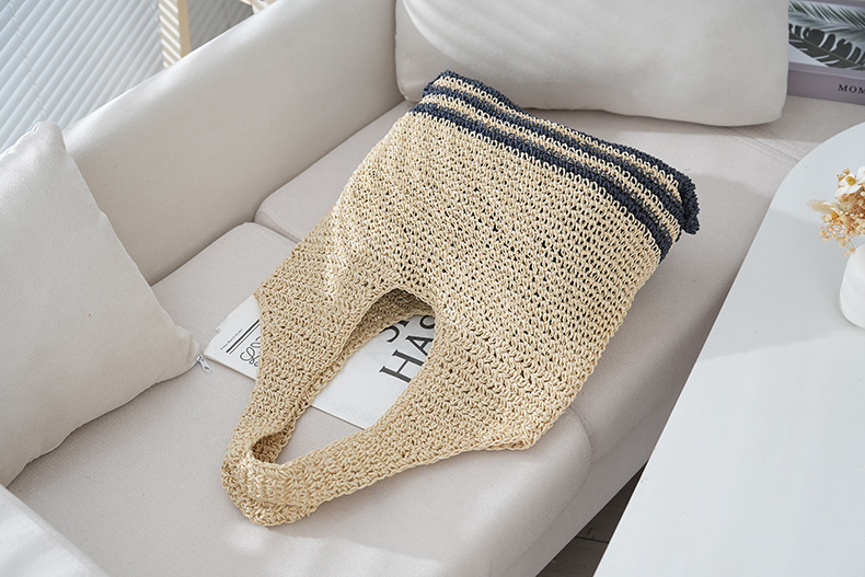 Grote geweven strandtas voor dames elegante schoudertas shopper_voghion.com