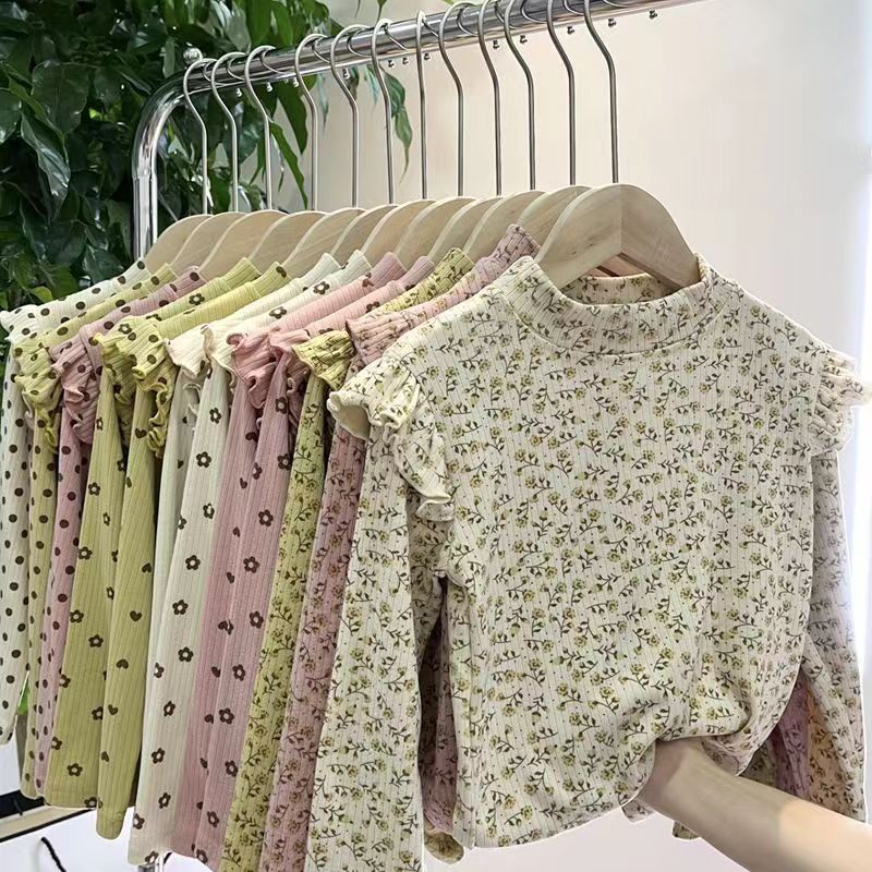 Spring and Autumn Girls' T-shirt Base Shirt Baby Stylish Children's Personality Trend Brand Korean Version Floral Heart Sleeveless Top