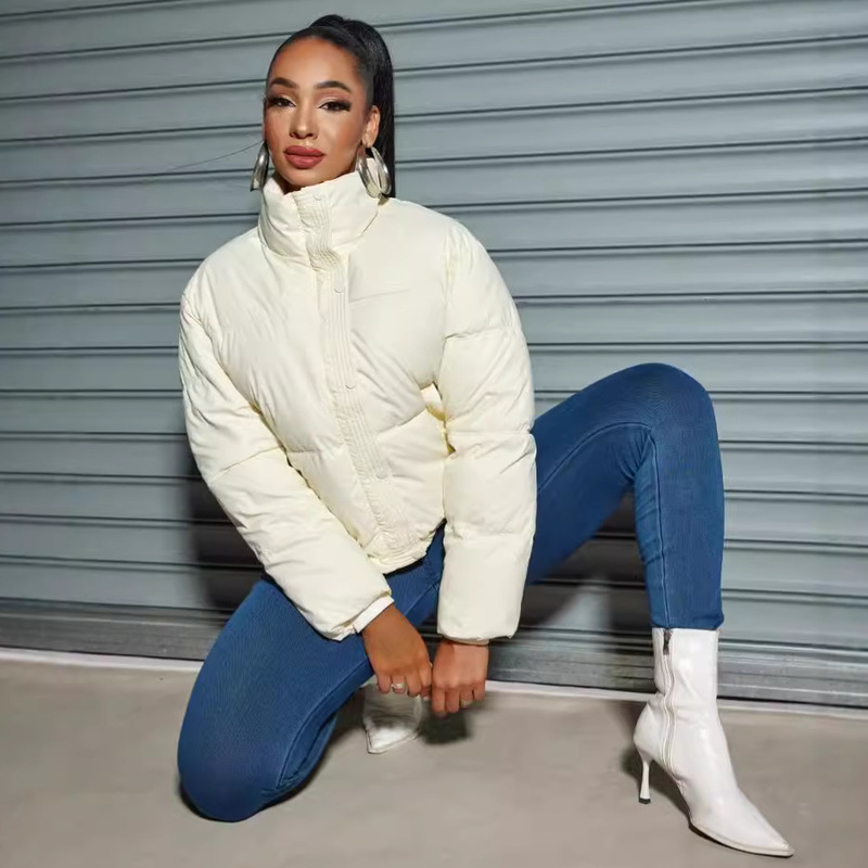 Wash-free PU Short Thickened Down Cotton-padded Coat Women's Winter 2024 New Arrival Lapel Bread Coat for Small Men