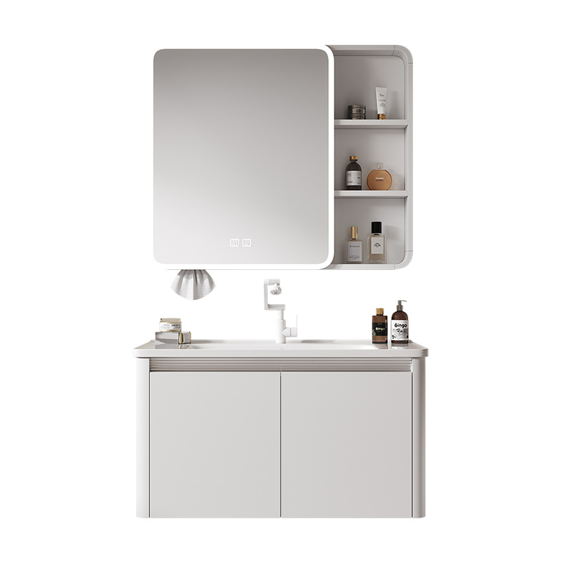 Gabinete de baño de aluminio de panal que bloquea el agua alrededor del lavabo de cerámica Gabinete lateral Lavabo de almacenamiento Lavabo de cerámica de una pieza